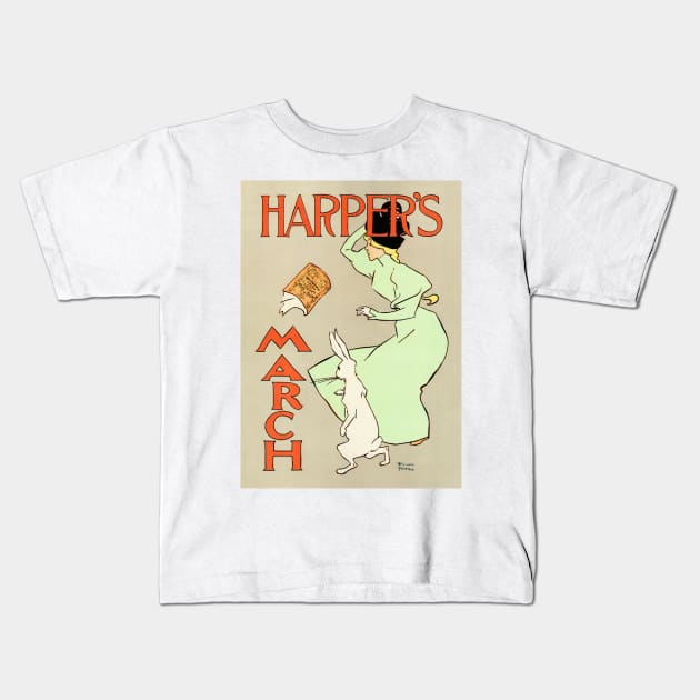 HARPER'S MARCH Cover by American Poster Artist Edward Penfield Vintage Magazine Advert Kids T-Shirt by vintageposters